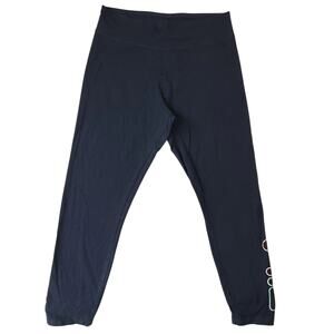 FILA Women Activewear Pants XL Navy Legging Yoga Logo 24" Inseam Stretch Cropped